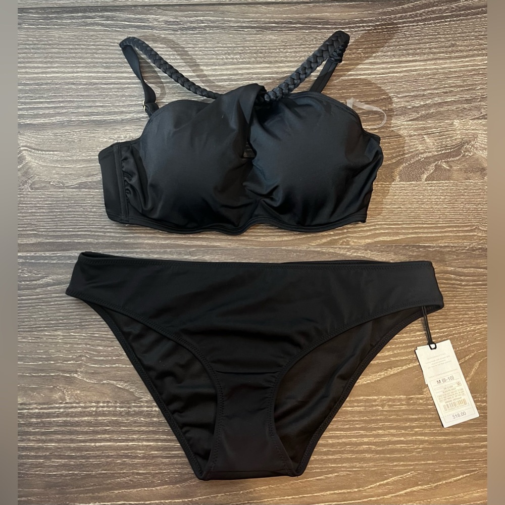 NWT Black Two Piece Swim Suit